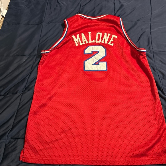 Red Basketball Jersey with White and Blue Accents - Picture 1 of 2